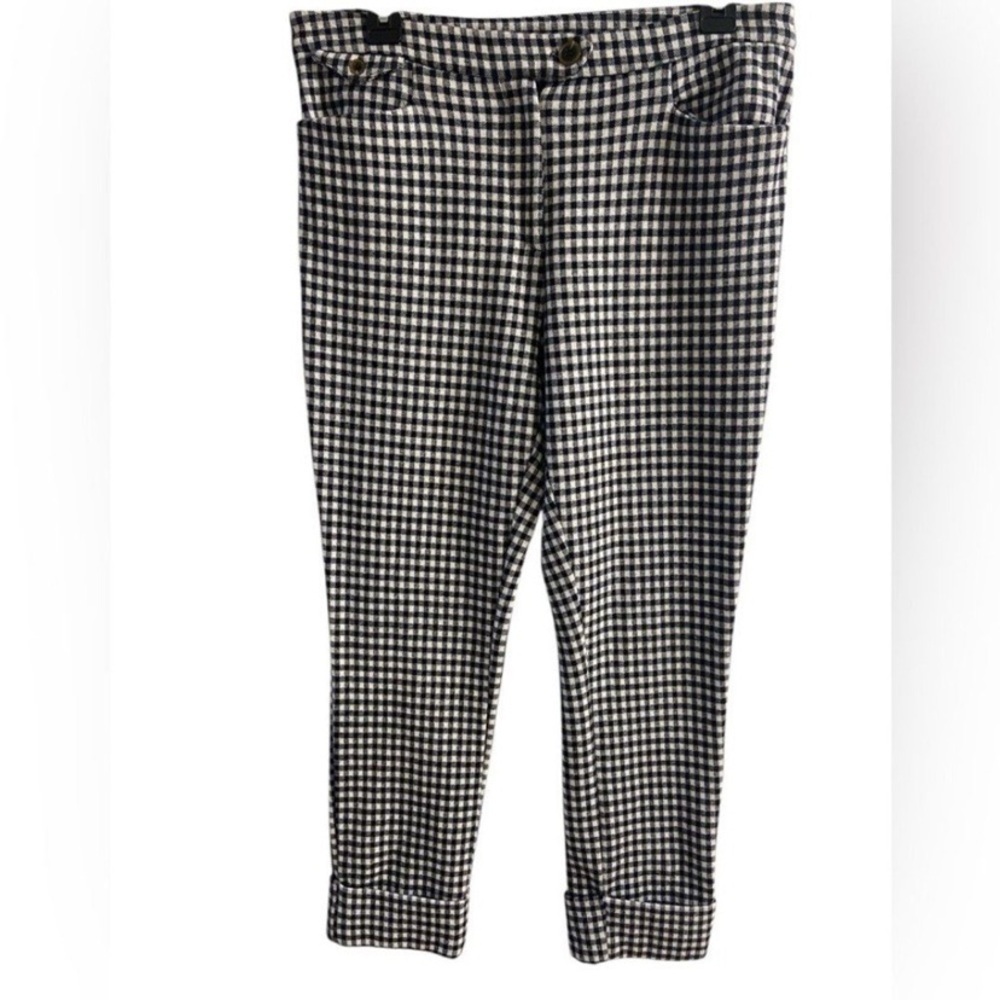 Anthropologie  Black and White Checkered Pants women 8